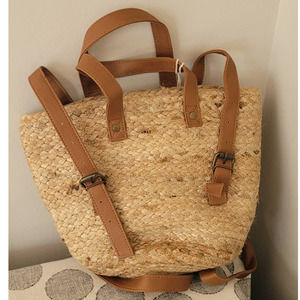 XIX Palms Straw Mini Backpack Handmade One of a Kind